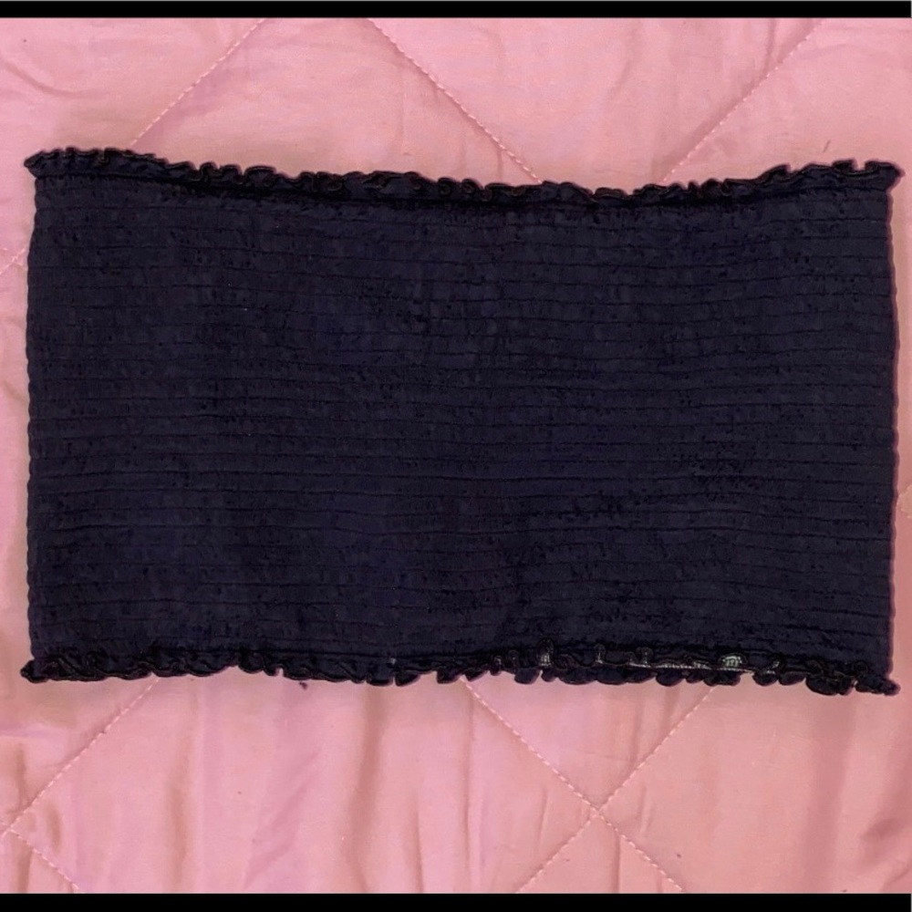 San Lorenzo black/croc smocked bandeau top